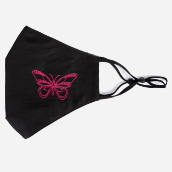 NEW Johnny Was Embroidered Pink Butterfly Mask - Picture 2 of 3